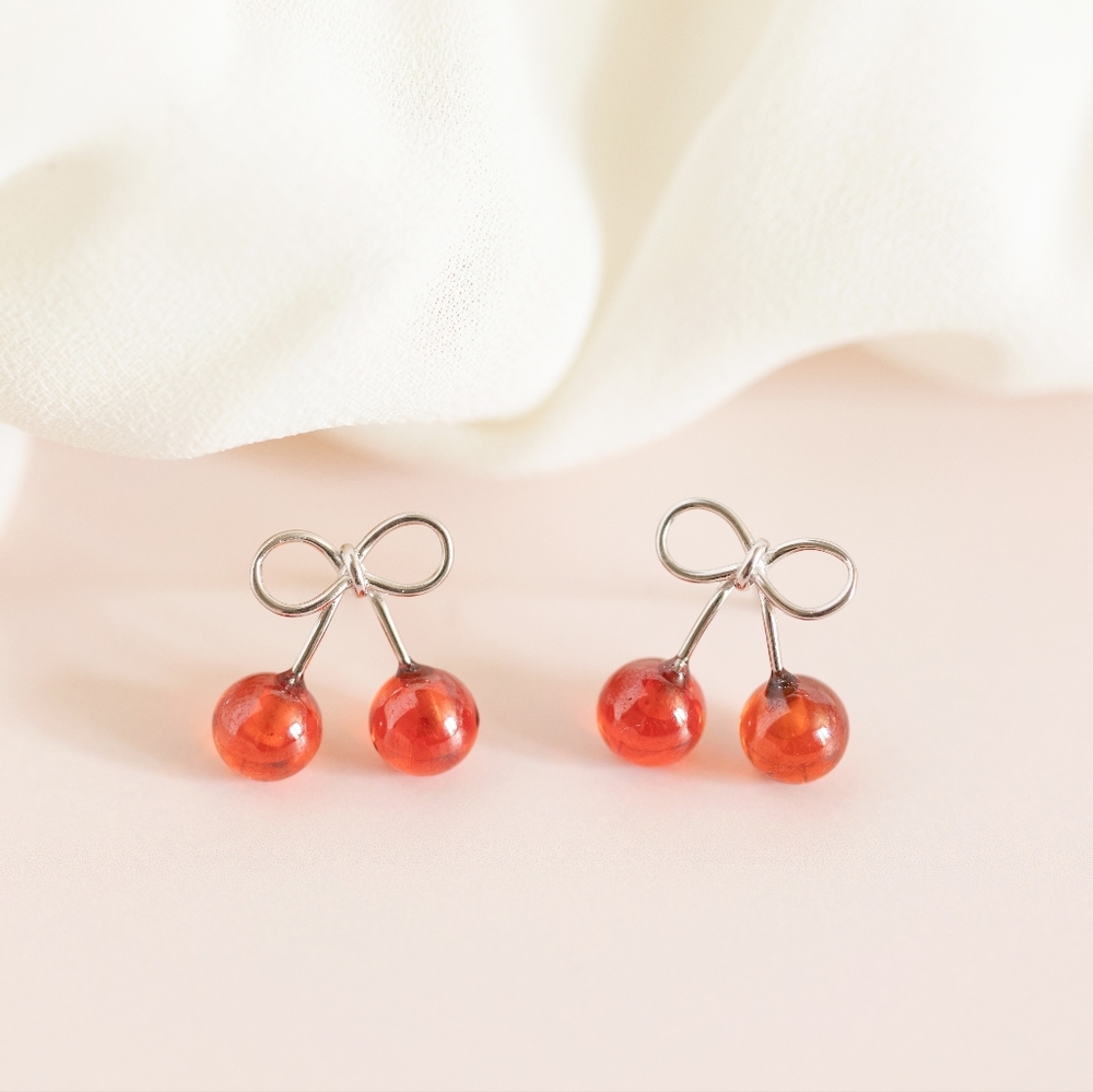 Cherry Drop Studs (S925) - Picture 3 of 7